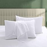 100% Egyptian Cotton Pillow Protectors Set of 2, 600 Thread Count King Size Bed Pillowcase with Zipper, Sateen Weave Cooling Pillow Cover Quiet and Breathable Easy Care (2PCS, King, White)