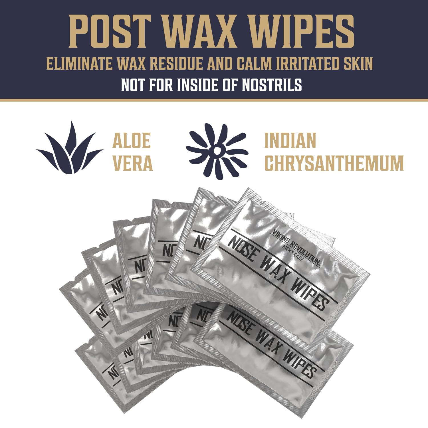 Viking Revolution Nose Hair Waxing Kit for Men - Quick Kit Men with 24 Wax Sticks - Nose Hair Wax Kit Includes Mustache Sticker Guard and Post-Wax Calming Wipes with Aloe Vera (3.5 oz)