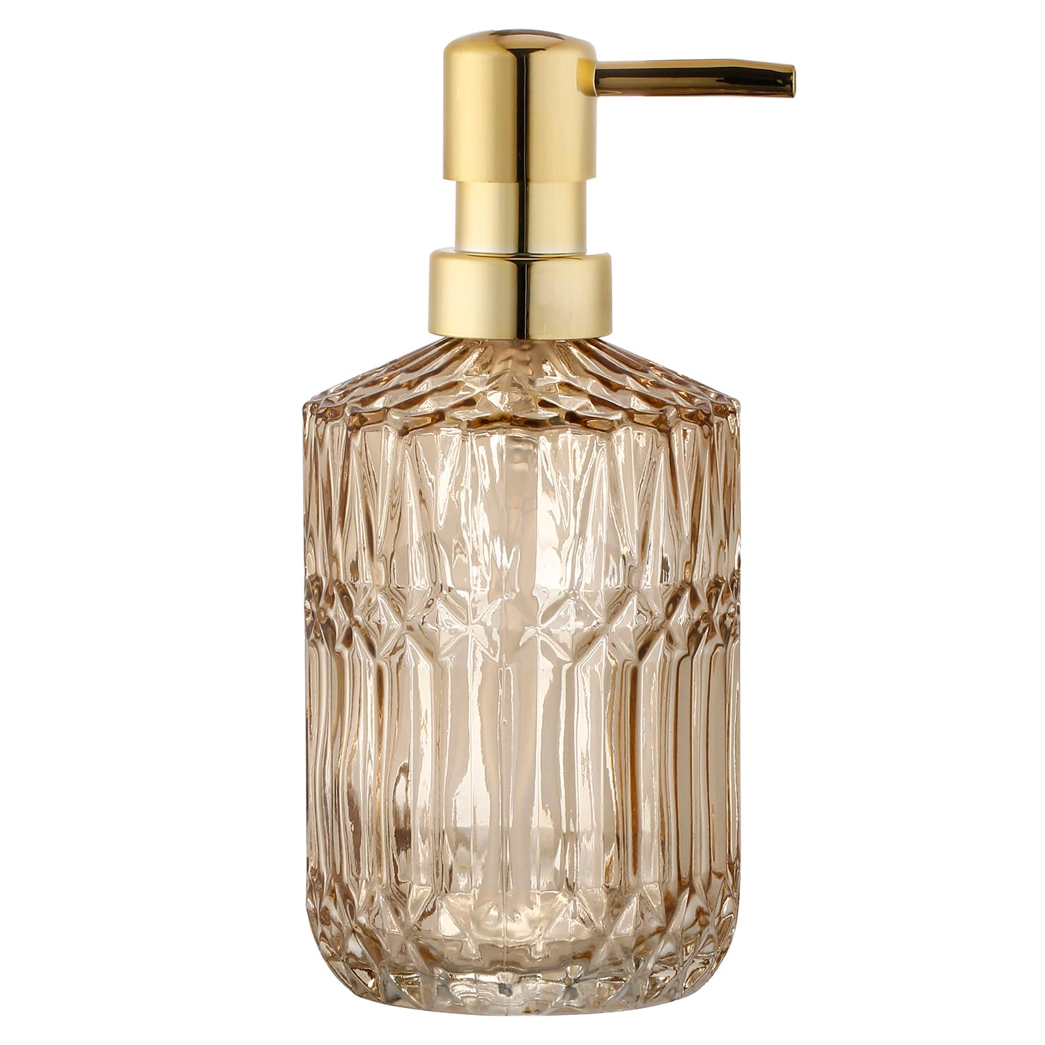 YunNasi Glass Soap Dispenser with Pump, Refillable Liquid Hand Soap Dish Soap Dispensers for Bathroom Counter, Kitchen Sink (Amber)