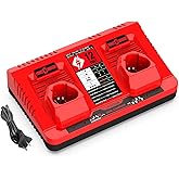 BECDXPal 12V Two-Bay Charger for Mil-Waukee M 12 Battery Charger Compatible with Mil-Waukee 12V Lithium Battery 48-11-2401 48-11-2411 48-11-2460