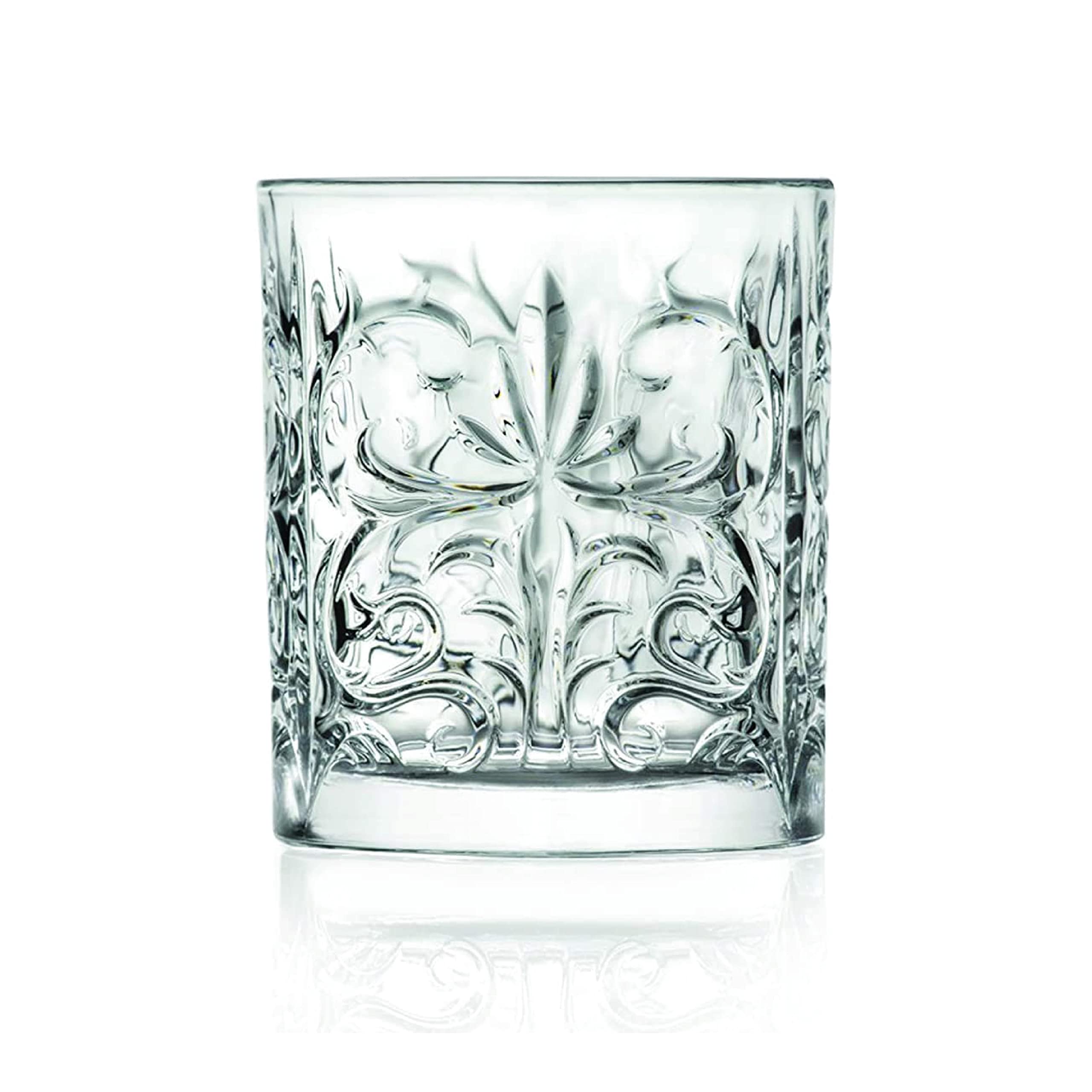 RCR Tattoo Short Tumbler Glasses - Set of 6, 340 ml, Everyday Glassware, Dishwasher Safe, 34cl, For Dinner Parties, Cocktails, Mocktails, Whiskey Glass, Scratch Resistant, Vintage Inspired