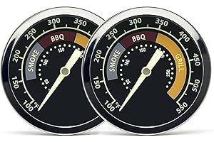 WEMEIKIT Accurate Grill Thermometer 2 Pcs for Oklahoma Joe’s Smoker, 3695528R06 for Longhorn/Highland Offset Smokers, Glowing Temperature Gauge for Charcoal/Wood/Pellet Grills with 13/16” mounting Hole