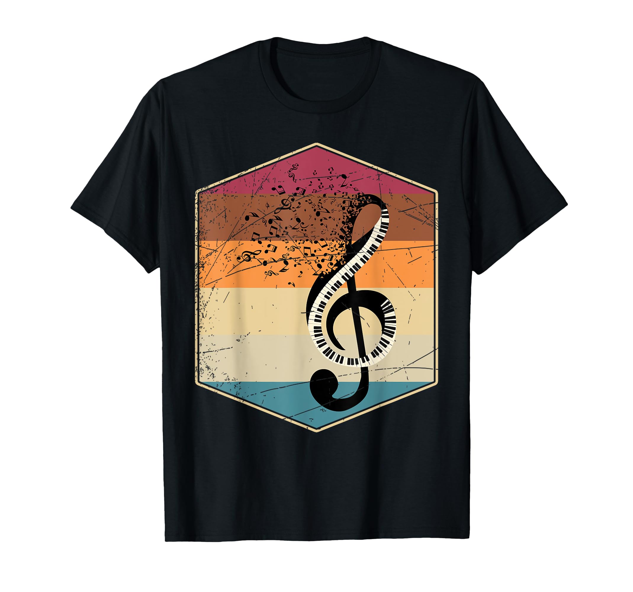 Classical Musician Keyboard Treble Clef Pianist Retro Piano T-Shirt