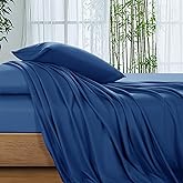 SONORO KATE 100% Viscose Derived from Bamboo_Sheets Queen Size, Ultra Breathable & Cooling Bed Sheets for Hot Sleepers, Hotel Luxury Silky Bedding Sheets, 16" Deep Pocket - 4PC (Navy Blue,Queen)
