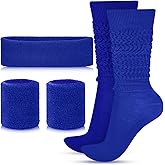 80s Neon Costumes Accessories Set Slouch Socks Sweatband Headband Wristband Neon Workout Outfit for Women Girl Cosplay Party