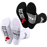 MBMSO Couples Socks Set Newlyweds Gift Socks Hubby and Wifey Est. 2025 Wedding Gift for Bride and Groom Socks Engagement Gift