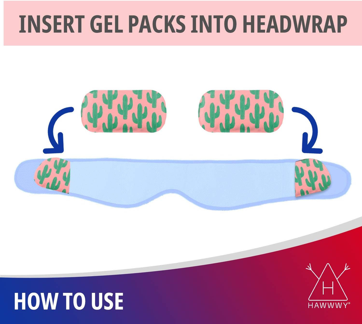 Hawwwy Head Wrap Pain Reliever (1 Wrap, 4 Reusable Hot Cold Gel Packs) Used for Wisdom Teeth Tooth TMJ Splint Face Chin Head Oral Surgery Headache Migrane Jaw Dental Relief Heating Pad Ice Pack Cactus: Health & Personal Care