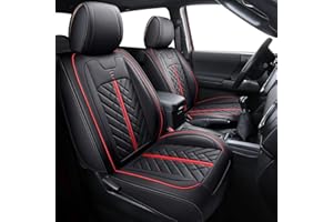Tomatoman Toyota Tacoma Seat Covers 2005-2022 2023 2024 2025 Truck Access Crew Double Extended Cab TRD Sport Offroad Limited SR5 V6 Truck Airbag Compatible Car Cushions(Full Set/Black-Red)