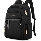 LIGHT FLIGHT Laptop Backpack for Women, 15.6 Inch Work Bag Business Backpack, Water Resistant Travel Bags for College, Black