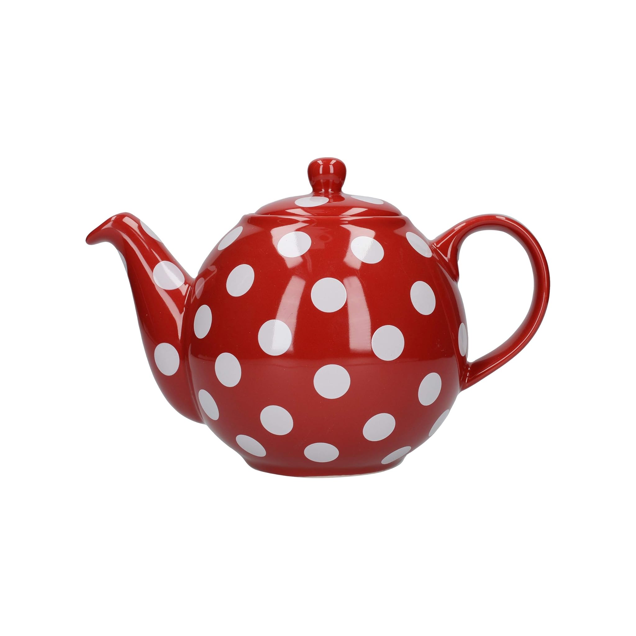 London Pottery 4 Cup Globe Teapot Red with White Spots