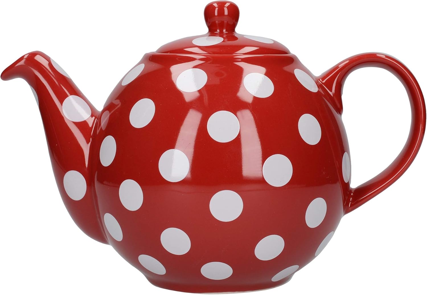 London Pottery 4 Cup Globe Teapot Red with White Spots