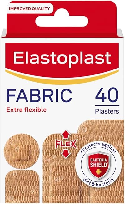 Elastoplast Fabric Extra Breathable Plasters Assorted 40 Tan Water Repellent
