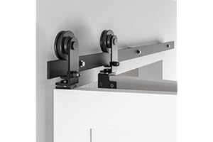 52" Bi-Folding Sliding Barn Door Hardware Track Kit,Smoothly&Quietly,Top Mounted Black Roller,Easy Install,Door Not Included 