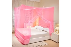 COZFUR Mosquito Netting for Bed Mosquiteros para Camas Rectangular Bed Canopy with One Opening Mosquito Bed Net for Camping Indoor Outdoor (Pink, L79 x W47 x H71 Inch)