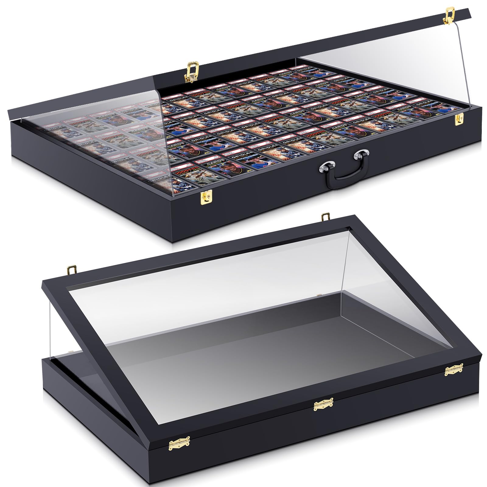 Photo 1 of ***FOR PARTS DAMAGED**** Memorywuu Trade Show Display Case, 36" x 24" Wooden Frame Card Display Case Clear Acrylic Showcase with Locks for Jewelry Craft Collector Pastry Shows(Black)