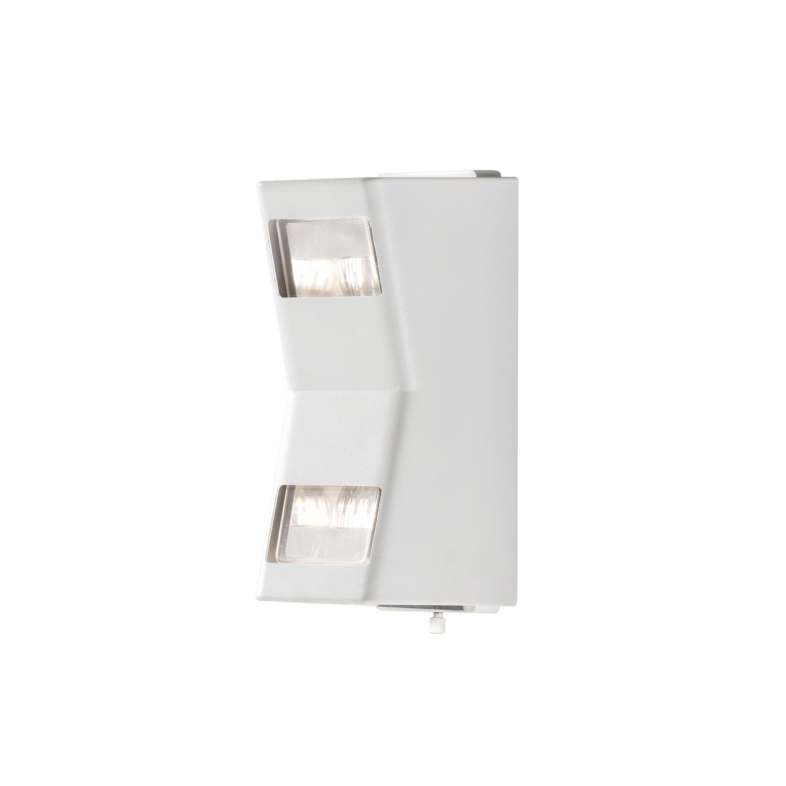 Konstsmide Outdoor Wall Lights/Potenza Easy Fit Double Up Down Modern Outdoor Wall Lantern/2 x 6 W Max GU10 (Not Included) Wall Lamp/Clear Acrylic Glass/Aluminium/IP54/Outside Light Matt White
