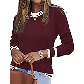 Ivicoer Womens Sweaters 2026 Trendy Long Sleeve Knit Pullover Light-Weight Crewneck Sweater Top S-XXL