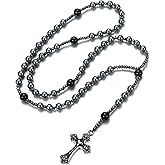 Pearl Rosary,Pearl Cross Necklace for Women,Artificial Pearl Necklace,Rosarios Catolicos,Long Cross Rosary Necklace