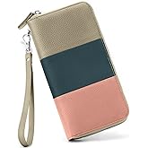 Moflycom Womens Wallet RFID Blocking Genuine Leather Multi Credit Card Large Capacity Zip Around Clutch Travel Purse Wristlet