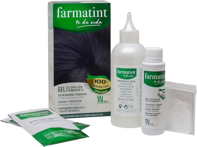 Gel 1N Negro, Tinte Cabello Sin Amoníaco, 135 ml — foto 4 de 6
