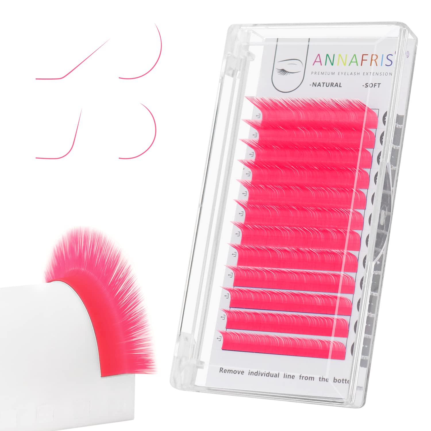 ANNAFRIS Colored Eyelash Extension Classic Pink 0.07 D Curl 8-15mm Mix Individual Lash Extension Salon Supplies