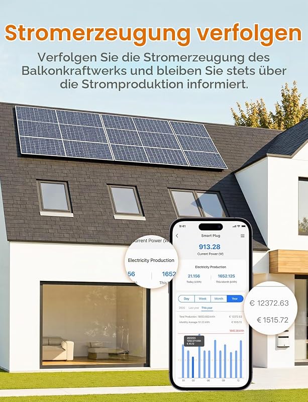 Smart Steckdose mit Energieüberwachung, WLAN Zeitschaltuhr Steckdose mit Solar Monitoring, TOU-Tarif, Überstrom- & Überhitzungsschutz, Smart Plug kompatibel mit Alexa & Google, 2 Stücke