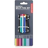 Kikkerland 9-in-1 Rainbow Multi-Tool &ndash; Compact &amp; Durable 9-Bit Driver Set with Allen Wrenches &amp; Screwdriver Bits &ndash; Utility Essentials for Home Improvement &amp; Travel Repair