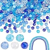 PH PandaHall 615pcs Blue Crystal Beads, 4mm Glass Beads 5 Colors Rondelle Crystal Beads Faceted Glass Beads Loose Beads Spacers for Winter Bracelet Necklace Earring Jewelry Making