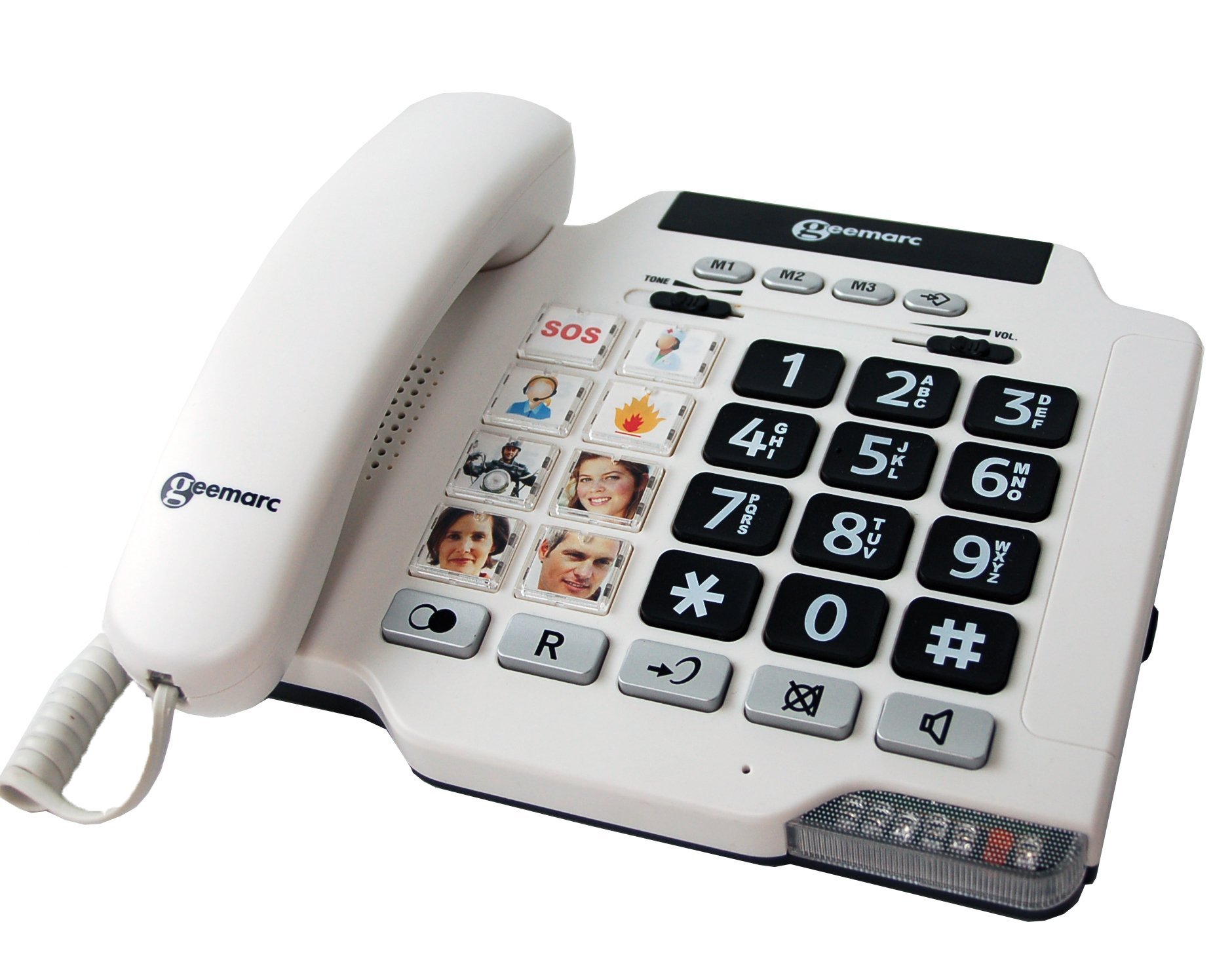 GeemarcPhotophone 100 - Amplified Corded Telephone with Customisable Photo Memories and Tone and Volume Control for Elderly - Hearing Aid Compatible - Low to Medium Hearing Loss - UK Version