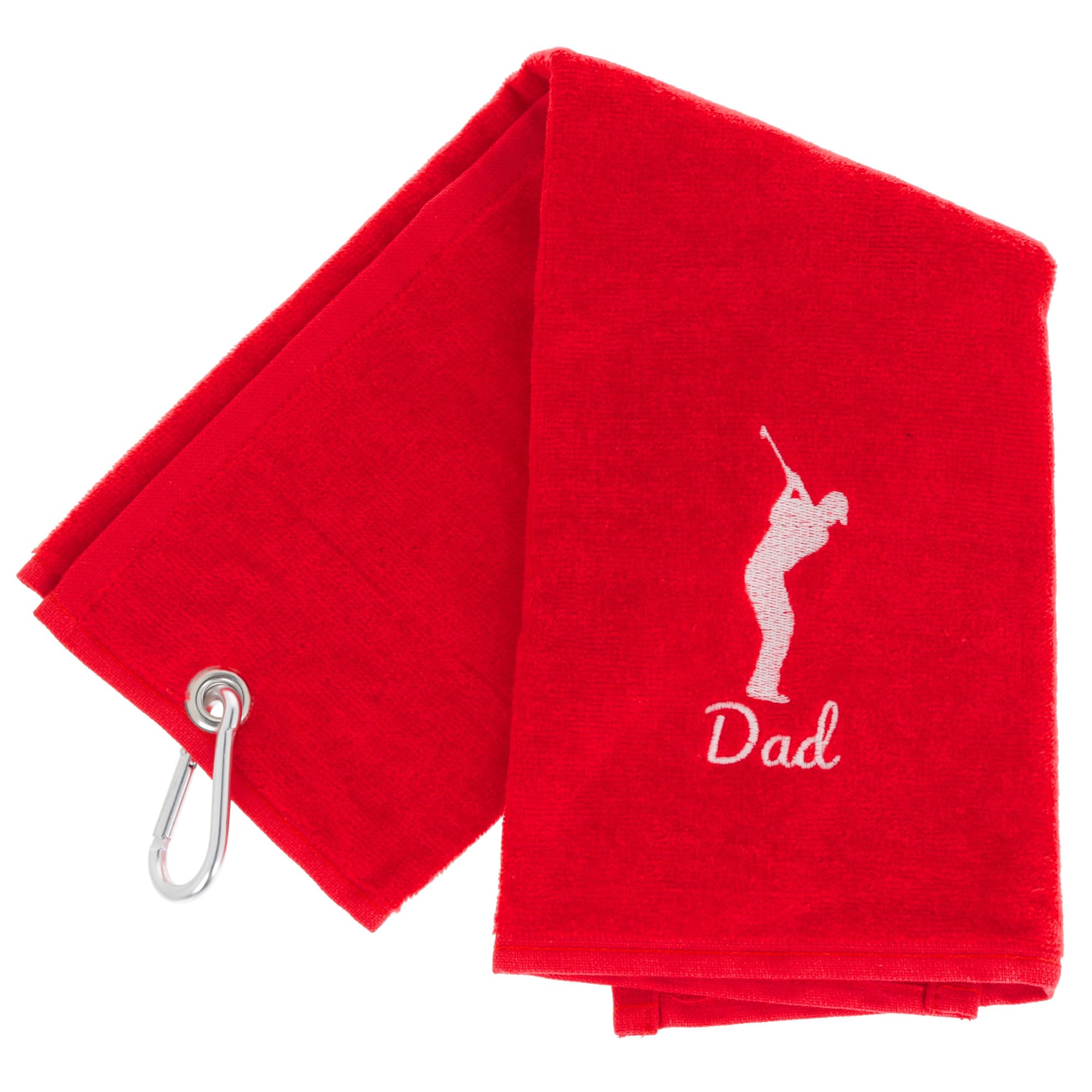 Always Looking Good Golf Towel for Dad Red Luxury Velour 50cm x 40cm Custom Embroidered Golf Towel with Carabiner Clip Gift- Golf Gifts for Dad