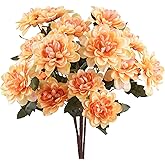 Uieke 6PCS Artificial Fall Daisy Mums Flowers with Stem, Silk Chrysanthemums Flowers Arrangement for Home Party Wedding Bouquet Thanksgiving Table Centerpieces Decor (Champagne)