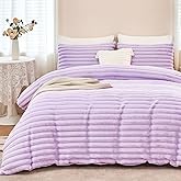 ZRNBAST Fleece Queen Duvet Cover Set, Light Purple Luxury Plush Fuzzy Bedding, Super Soft Faux Fur Bed Sets All Season, Solid Color Fluffy Comforter Cover with 2 Pillowcases(Light Purple, Queen)