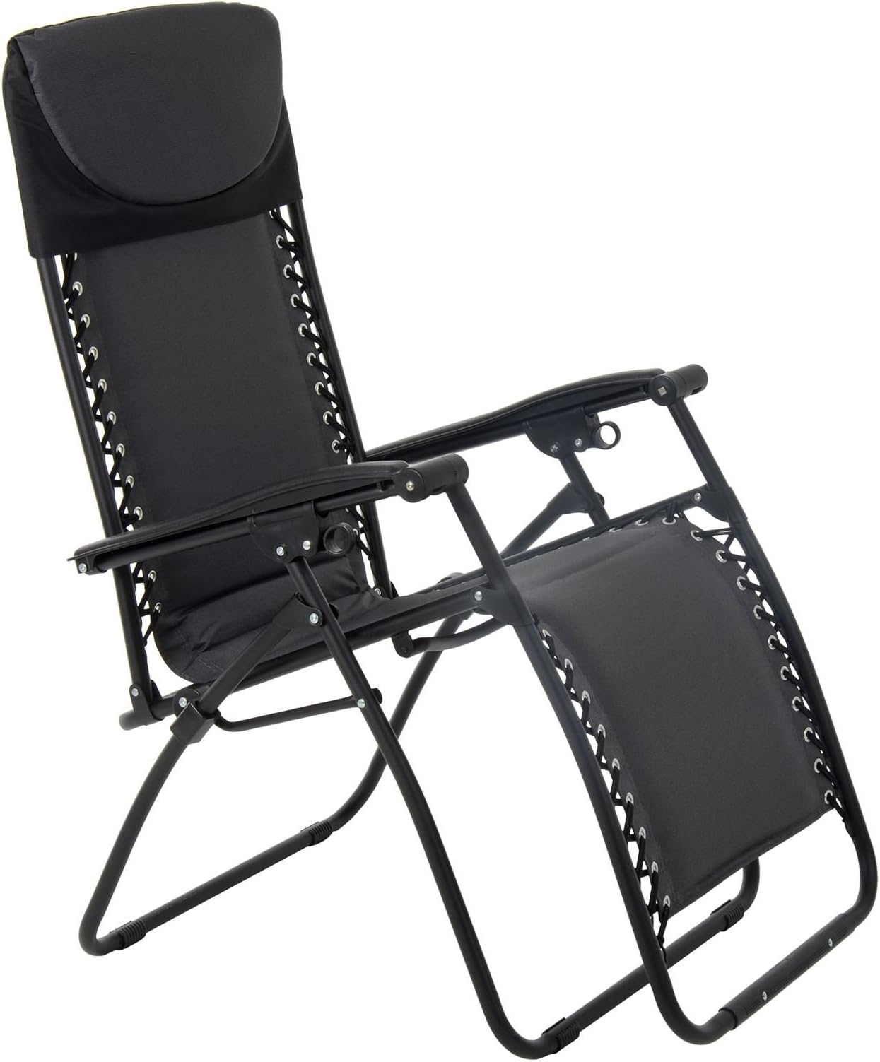 Azuma Zero Gravity Padded Reclining Relaxer Multi Position Sun Lounger Garden Outdoor Patio Accessory - Charcoal