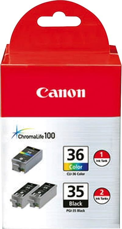 Canon PGI-35 Black Twin & CLI-36 Colour Ink Cartridge Bundle 3 Pack