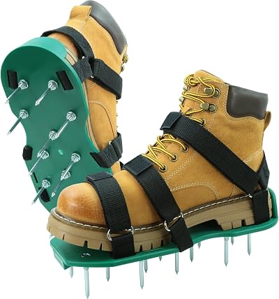 HSLighting Lawn Aerator Shoes with Dual Straps Heavy Duty Spiked Sandals
