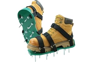 MILLUXXi Lawn Aerator Shoes with Dual Straps on Instep for Effectively Aerating Lawn Soil, Aerator Lawn Tool One Size Fits All Pre-Assembled Heavy Duty Spiked Sandals for Yard Patio Garden Grass Green