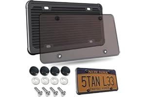 Aootf Silicone License Plate Frame with Cover - Unbreakable Clear License Plate Cover, Flat Tag Holder Cover Combo for Front or Rear License Plates,with Plate Screws, Caps
