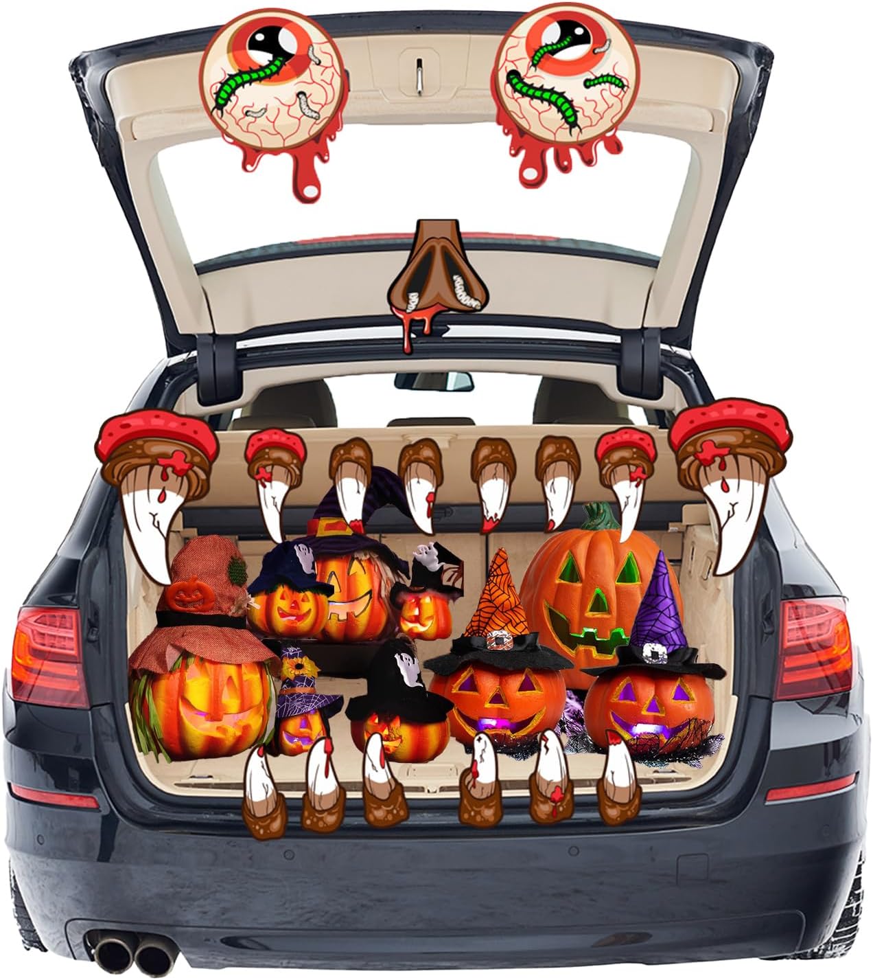 Garage Door Decorations - AIYOO Halloween Trunk or Treat Car Decorations Kit, Scary Halloween Archway Outdoor Garage Door Decorations, Monster Trunk or Treat Decorations for SUV, Car, Truck, Halloween Trunk Decorations