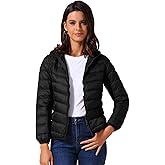 Allegra K Women's Packable Puffer Jacket Short Down Coat Hooded Winter Ultra Light Jackets Outerwear