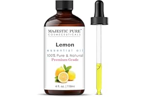 Majestic Pure Essential Oil with Glass Dropper - 100% Pure and Natural - Essential Oils for Diffuser, Aromatherapy, Soap and Candle Making, Lemon Essential Oil, Lemon Oil, 4 Fl Oz