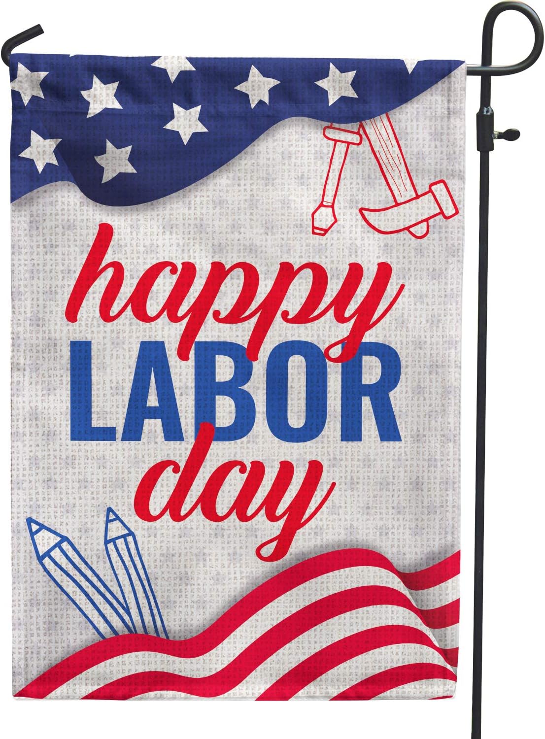 Hollyhorse Happy Labor Day Garden & Yard Flag - 12.5 x18 Inch Double Sided Vertical Outdoor USA Flag | Labor Day Decoration