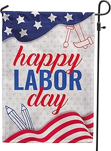 Hollyhorse Happy Labor Day Garden & Yard Flag - 12.5 x18 Inch Double Sided Vertical Outdoor USA Flag | Labor Day Decoration