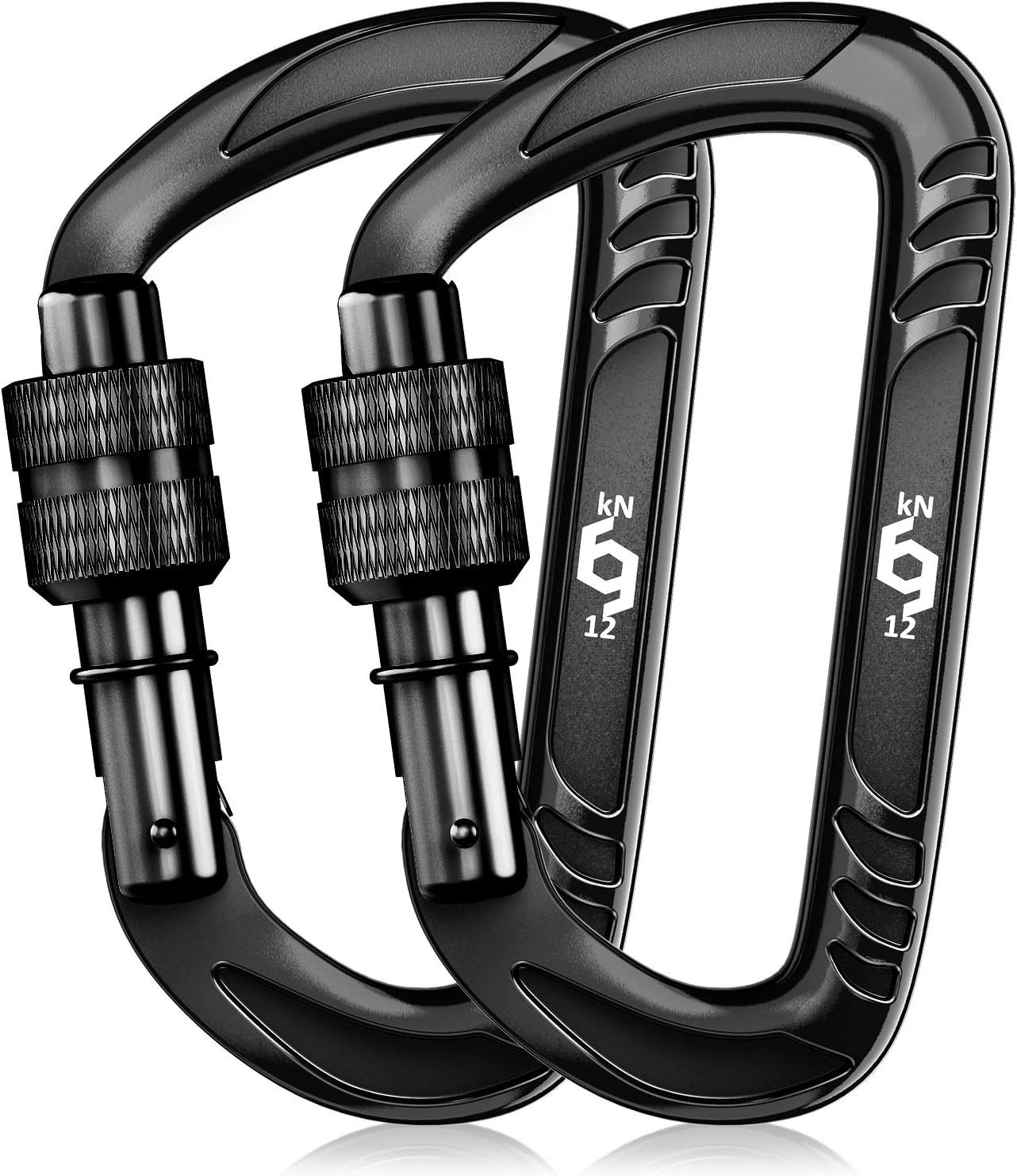 RHINO Produxs 2PCS of 12kN Lightweight Locking Carabiner Clips; Heavy Duty, Excellent For Securing Pets, Outdoor, Camping, Hiking, Hammock, Dog Leash Harness, Keychains, Water Bottle, NOT FOR CLIMBING: Sports & Outdoors