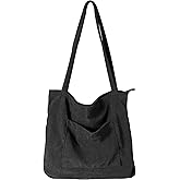 WantGor Women Corduroy Tote Bag, Large Shoulder Hobo Bags Casual Handbags Big Capacity Shopping Work Bag