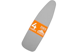 ZOES HOMEWARE Ironing Board Cover and Pad | 100% Cotton Cover with Padding Standard Size with Aluminum Coating | Heat-Reflective Ironing Board with Elastic Edges Set | 54"x15" Grey