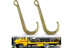 FWEEK 2 Pack 15 Inch J Tow Hook G70 Heavy Duty Yellow Zinc Plated for Tractor Trailer Truck Transport
