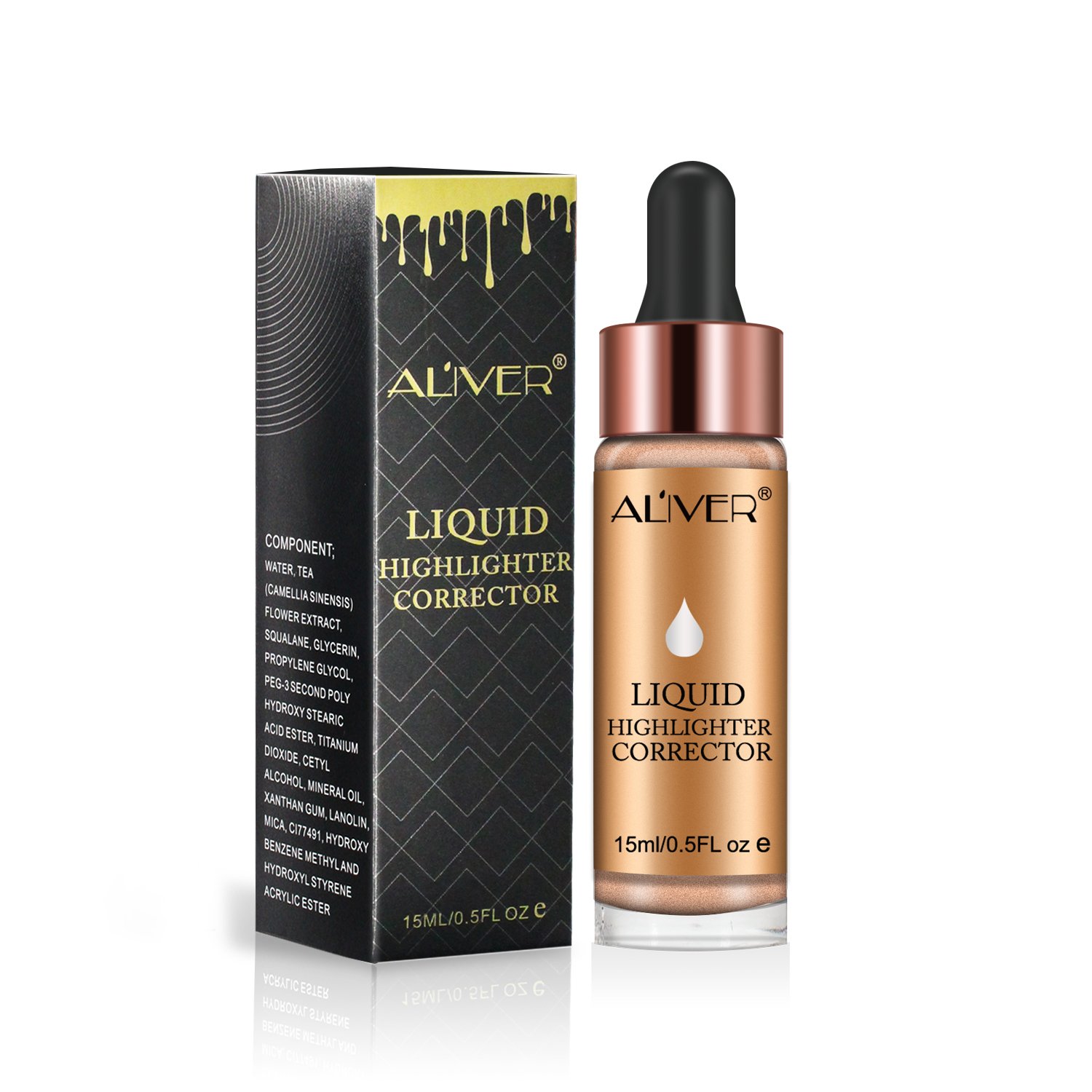 Aliver Glow Liquid Highlighter Contouring, Brighten Shimmer 3D Highlighters Ultra-concentrated Illuminating Bronzing Drops - 6 Colors Available (#5 SUNLIGHT)