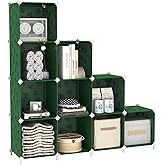 UNKU Cube Storage Organizer, 10 Cube Closet Organizer Storage Shelves, DIY Stackable Bookcase, Clothes Organizer Shelf for Closet, Bedroom, Living Room, Cabinet, Home, Office, Green
