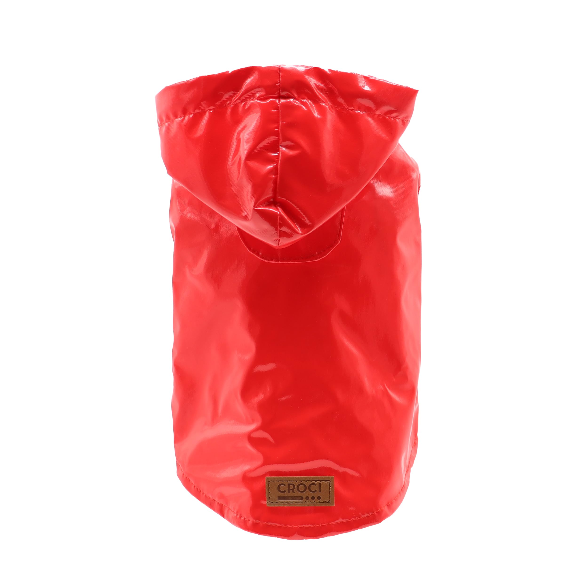 Croci Raindrop Cherry Raincoat for Small Medium Dogs Windproof Coat Hooded Jacket with Leash Hole Red Size 40cm