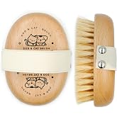 menesia Soft Dog Brush, Bristle Brush for Dog Grooming | Dog Palm Brush, Gentle Grooming, For Small &amp; Large Dogs, Wood handle